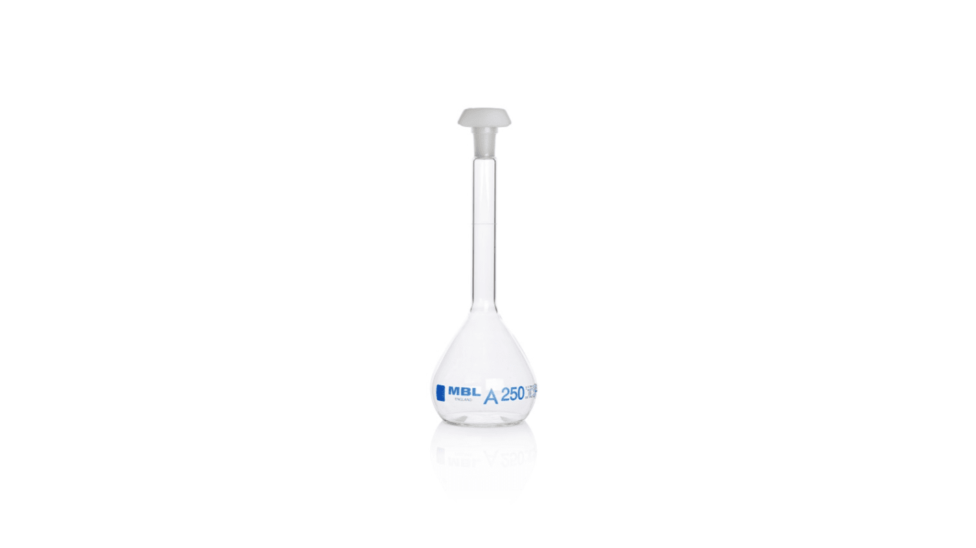 Bouteille de laboratoire RS PRO , graduée, 250ml, en Verre borosilicate, à Col étroit