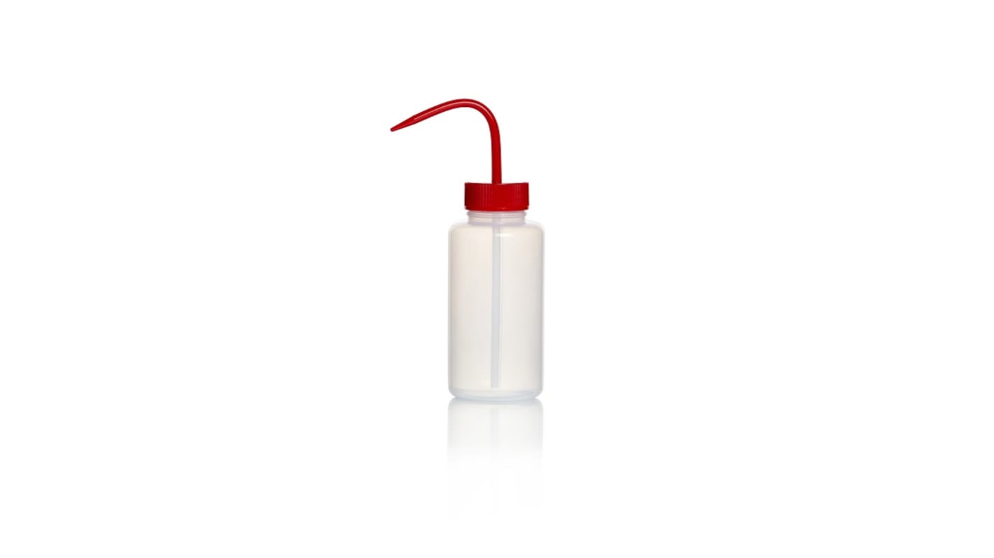 Bouteille de laboratoire RS PRO bouchon Rouge Non, 500ml, en Polyéthylène basse densité, à Col Large