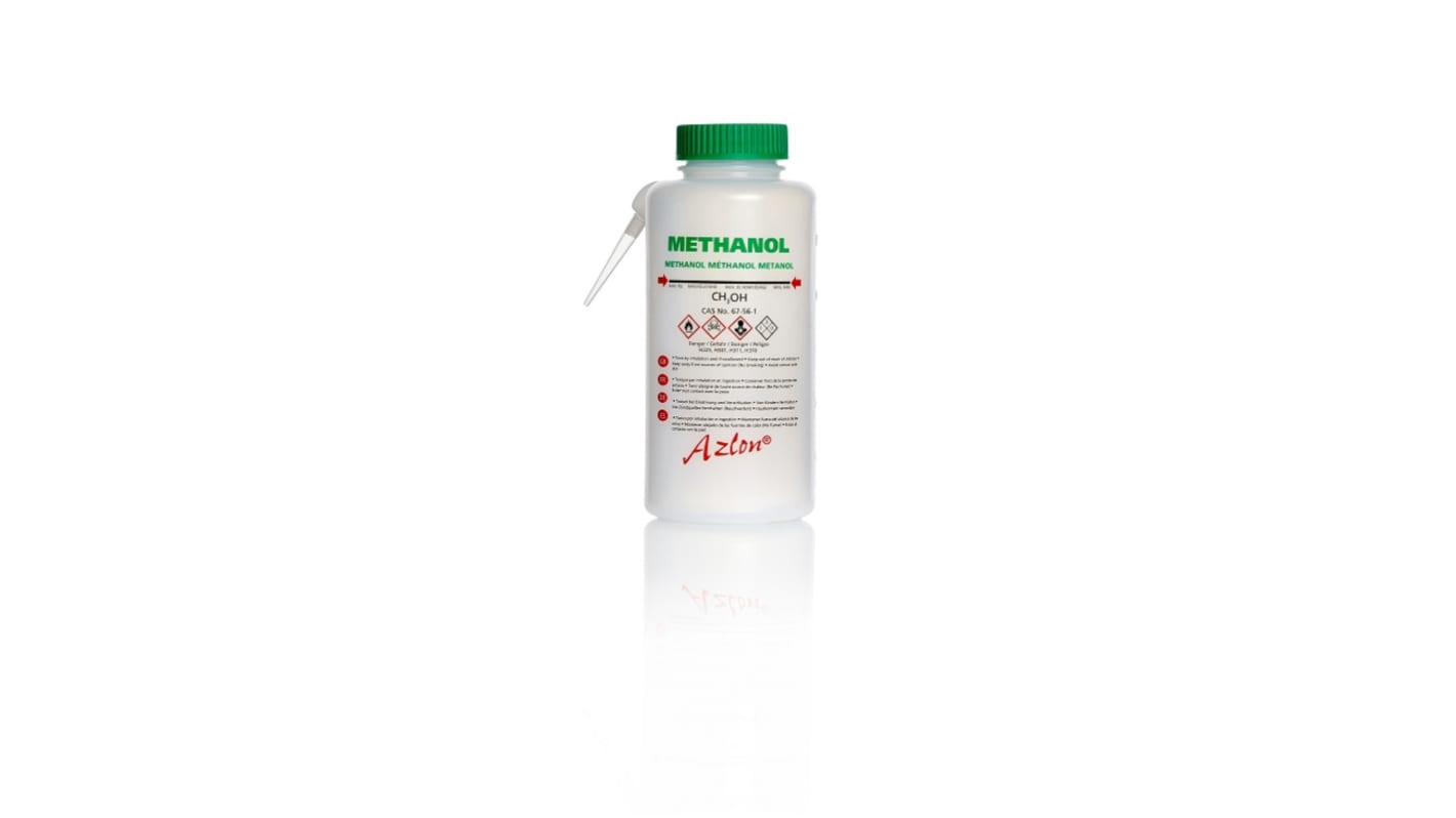 Bouteille de laboratoire RS PRO bouchon Vert, graduée, 500ml, en Polyéthylène basse densité, à Col Large