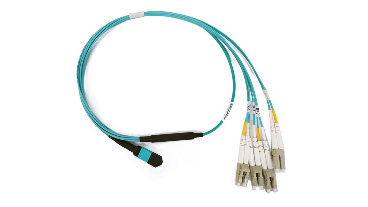 Câble fibre optique Molex 3m Avec connecteur / LC x 4, Multi-mode, 8 fibres