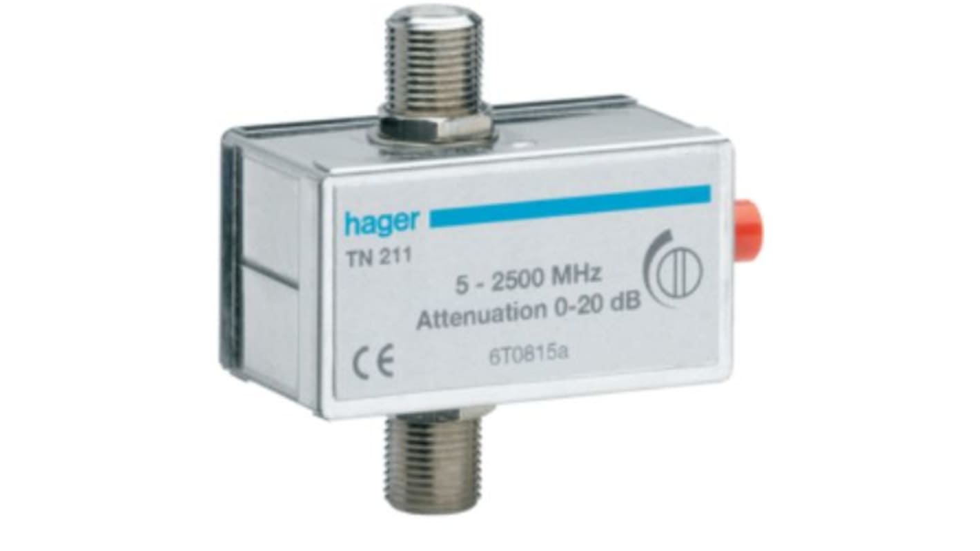 Atenuador de RF Hager TN211, Recta, Coaxial 20dB, 2400MHZ