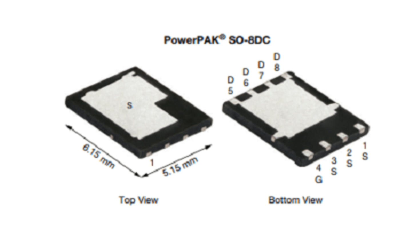 Vishay Nチャンネル MOSFET80 V 153 A 表面実装 パッケージPowerPAK SO-8DC 8 ピン