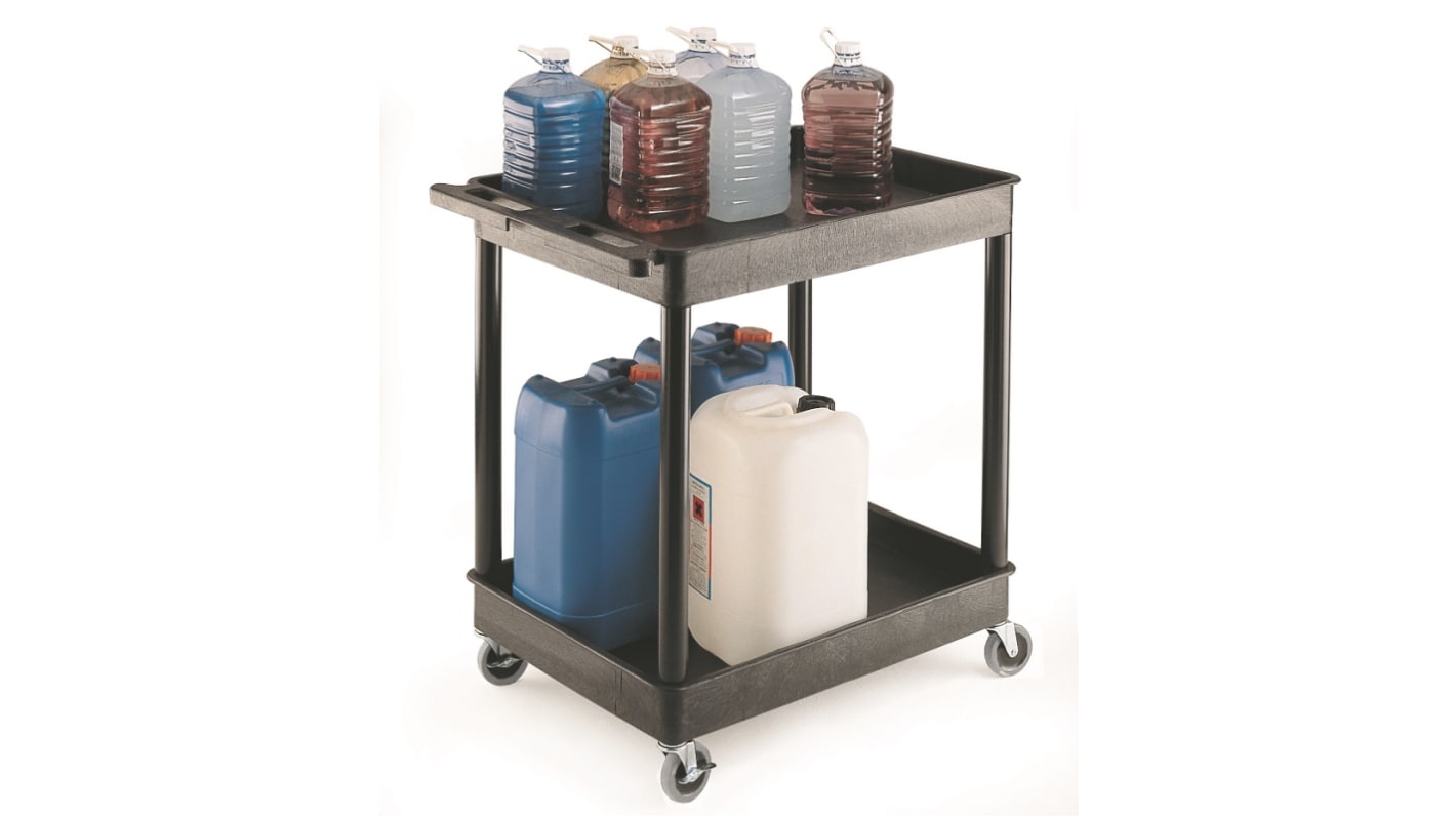 RS PRO 2 Shelf PE Trolley Trolley, 920 x 640 x 960mm, 175kg Load