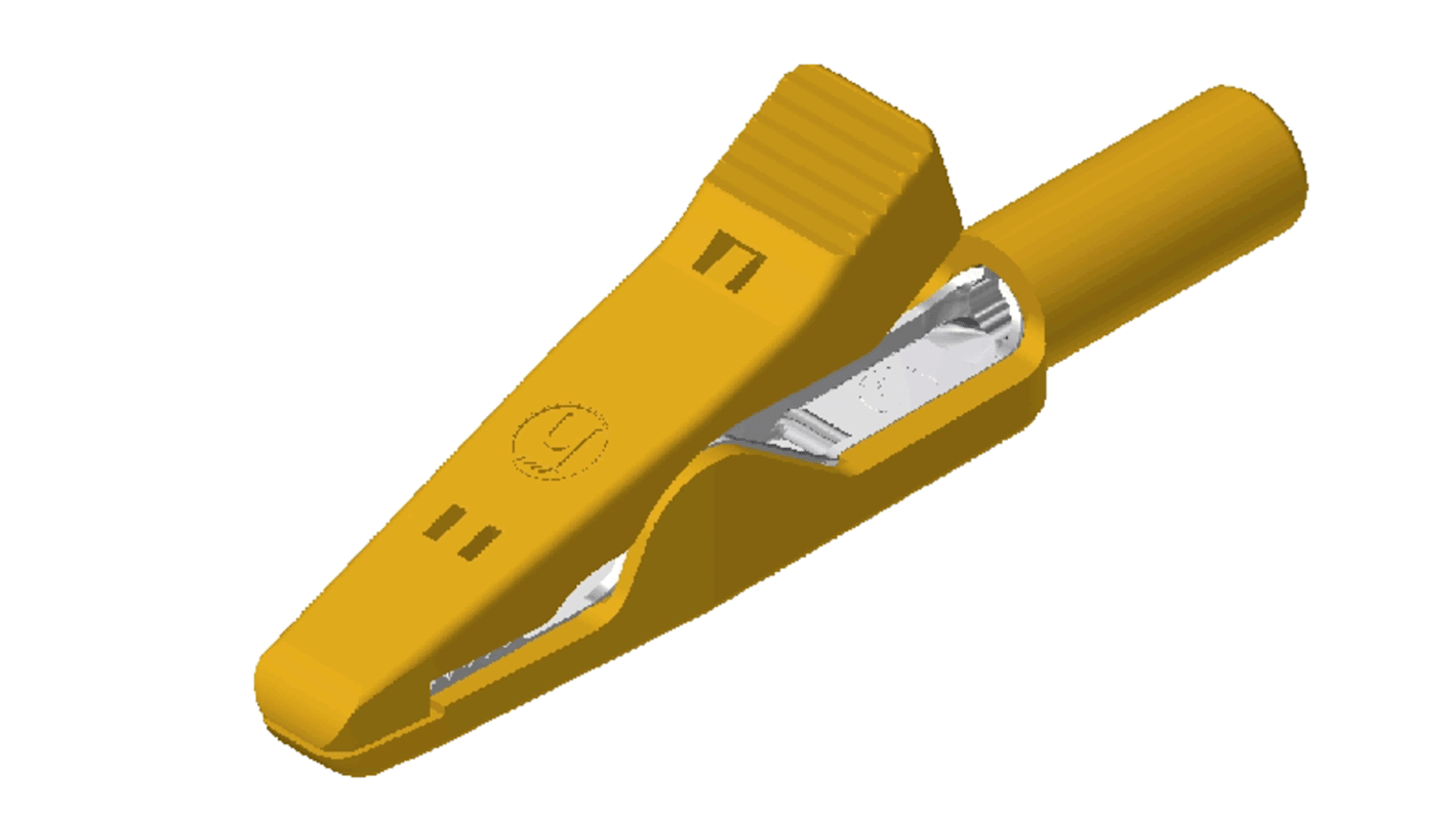 Hirschmann Test & Measurement Alligator Clip 2 mm Connection, Stainless Steel Contact, 6A, Yellow