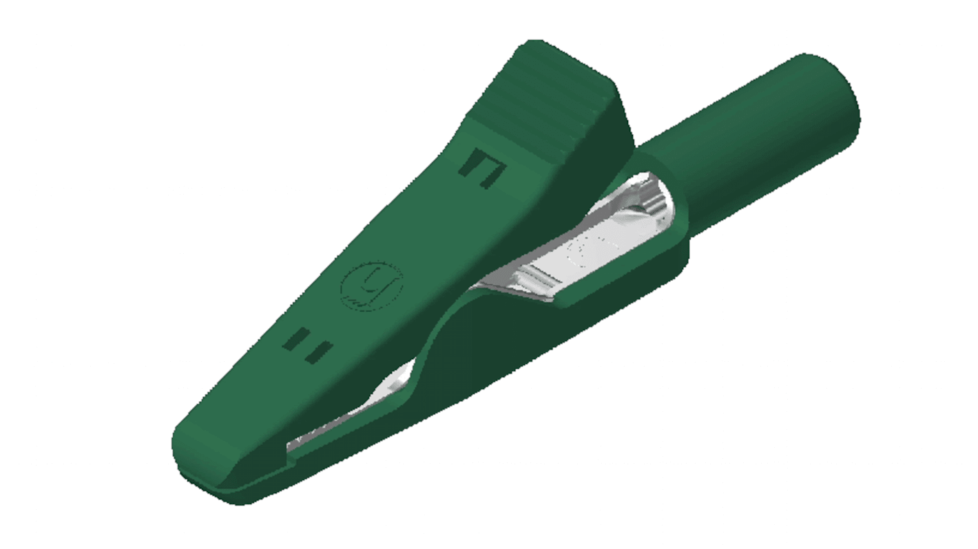 Hirschmann Test & Measurement Alligator Clip 2 mm Connection, Stainless Steel Contact, 6A, Green