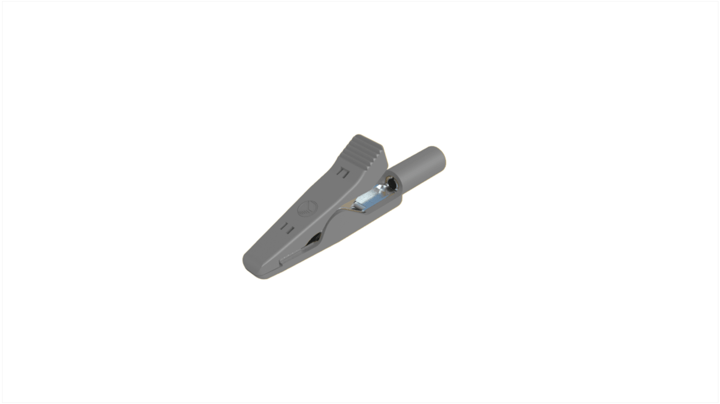 Hirschmann Edelstahl 4mm Krokodilklemme, Grau PP isoliert, 6A