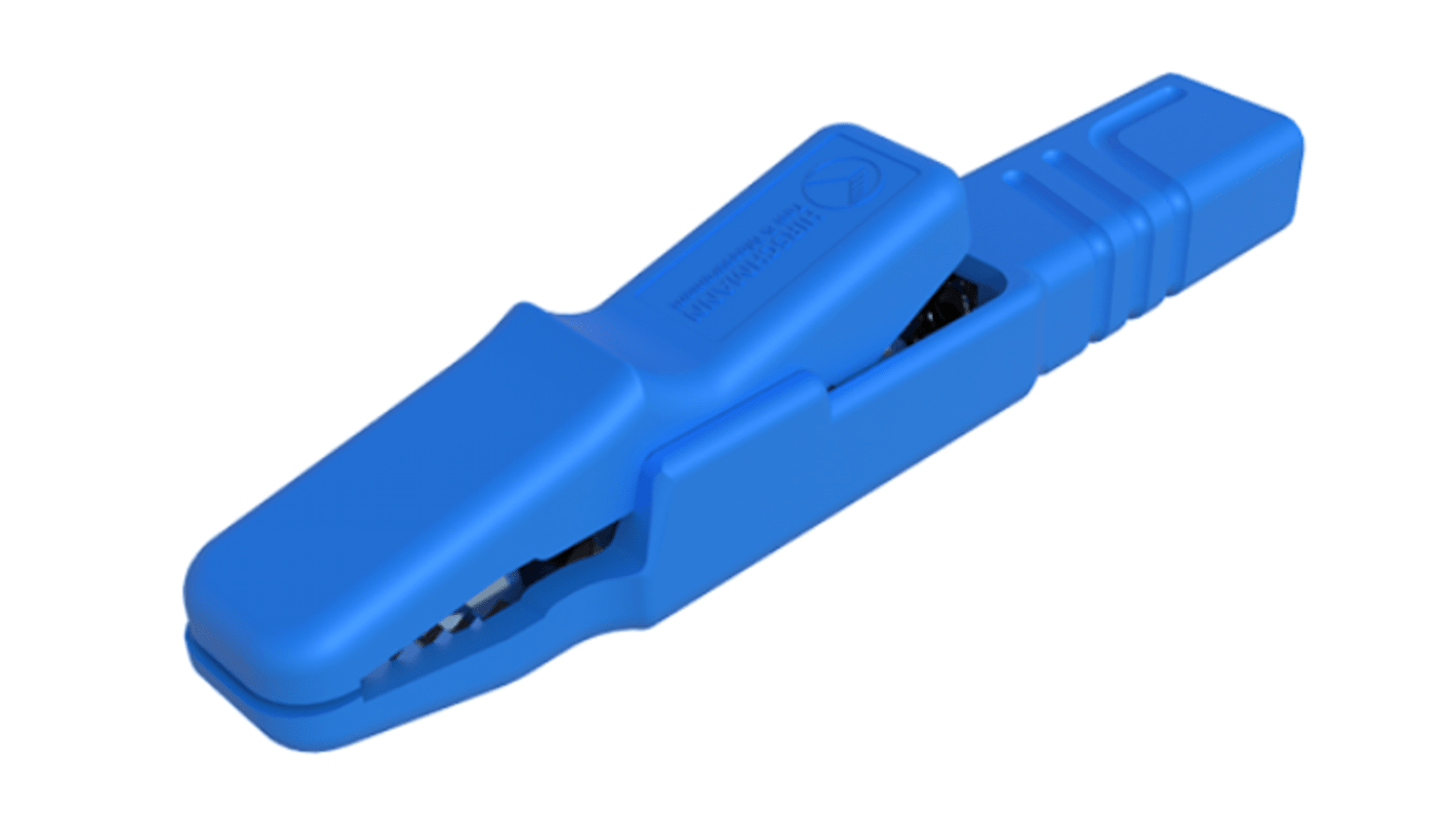 Zacisk krokodylkowy 25A izolowany 9.5mm Niebieski Hirschmann Test & Measurement