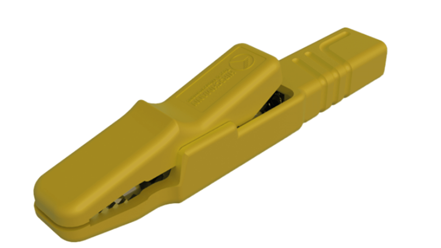 Hirschmann Test & Measurement Alligator Clip 4 mm Connection, Nickel Plated Brass Contact, 25A, Yellow