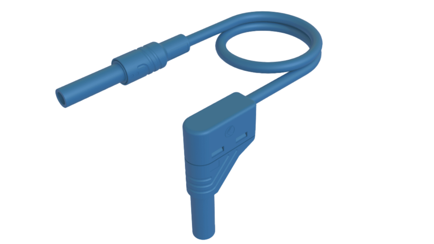 Hirschmann Messleitung für 4mm Prüfspitzen Stecker, Blau 1m / 32A