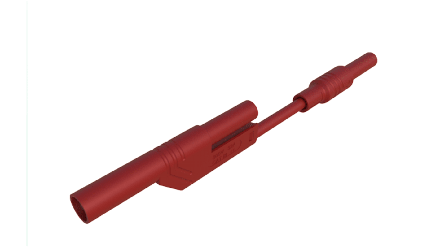 Sonda de prueba con conector de 4 mm  Hirschmann de color Rojo, Macho, 300V ac/dc, 32A, 80mm