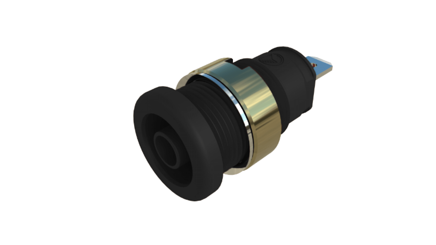 Hirschmann Test & Measurement Black Female Banana Socket, 4 mm Connector, Tab Termination, 25A, Nickel Plating