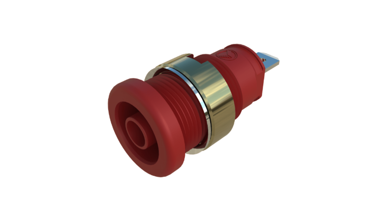 Hirschmann Test & Measurement Red Female Banana Socket, 4 mm Connector, Tab Termination, 25A, Nickel Plating