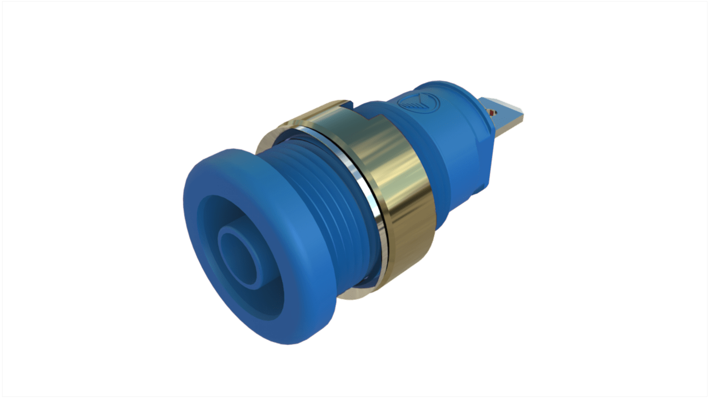 Hirschmann Test & Measurement Blue Female Banana Socket, 4 mm Connector, Tab Termination, 25A, Nickel Plating