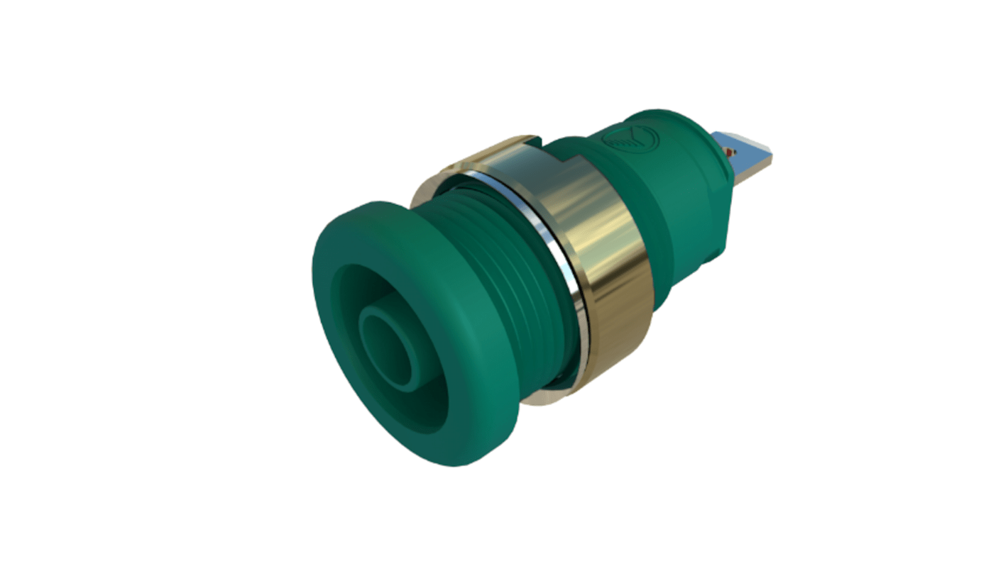 Conector banana hembra Hembra, 25A, Contacto Níquel, Verde