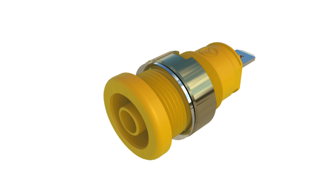 Hirschmann Test & Measurement Yellow Female Banana Socket, 4 mm Connector, Tab Termination, 32A, Nickel Plating