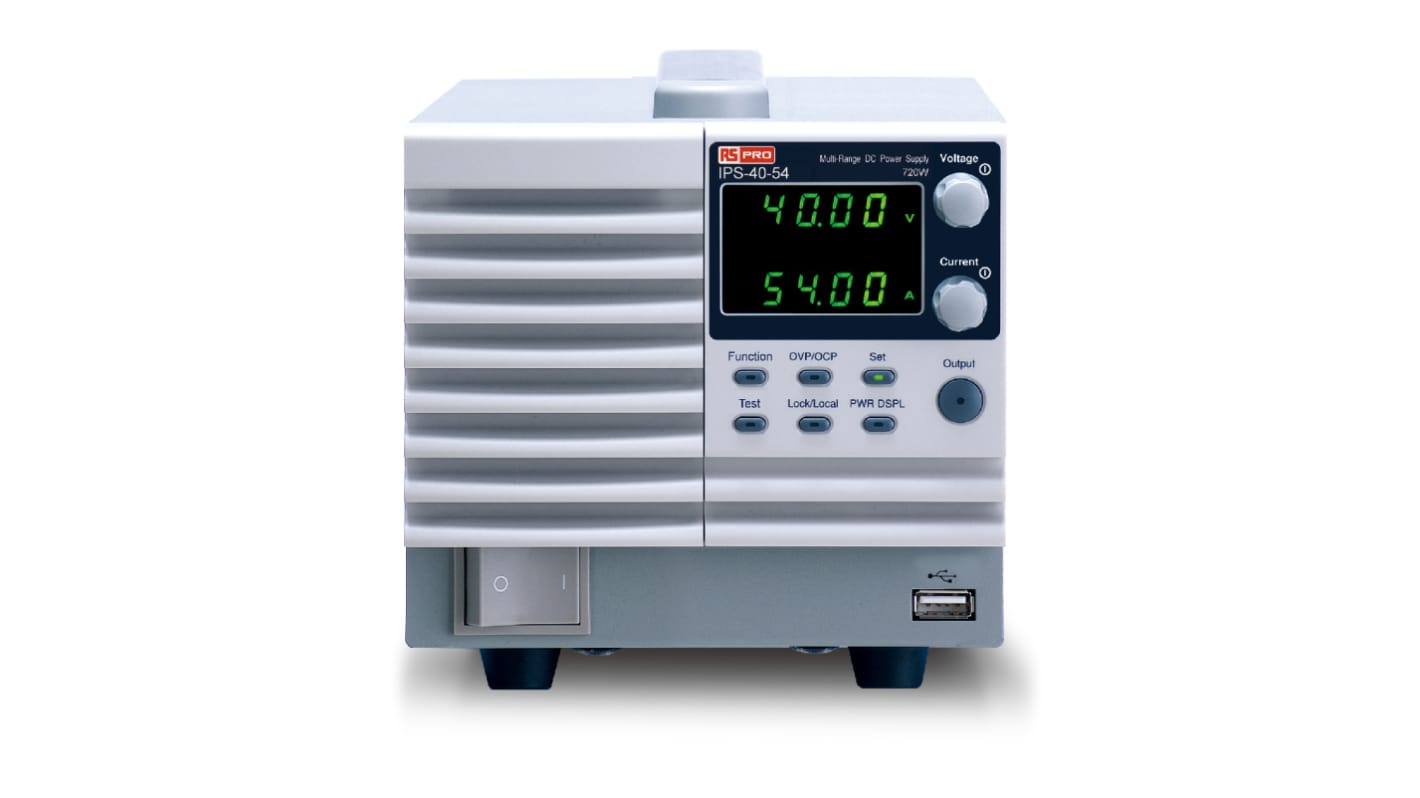 RS PRO Switching Power Supply, 0 → 40V, 54A, 1-Output, 720W - UKAS Calibrated