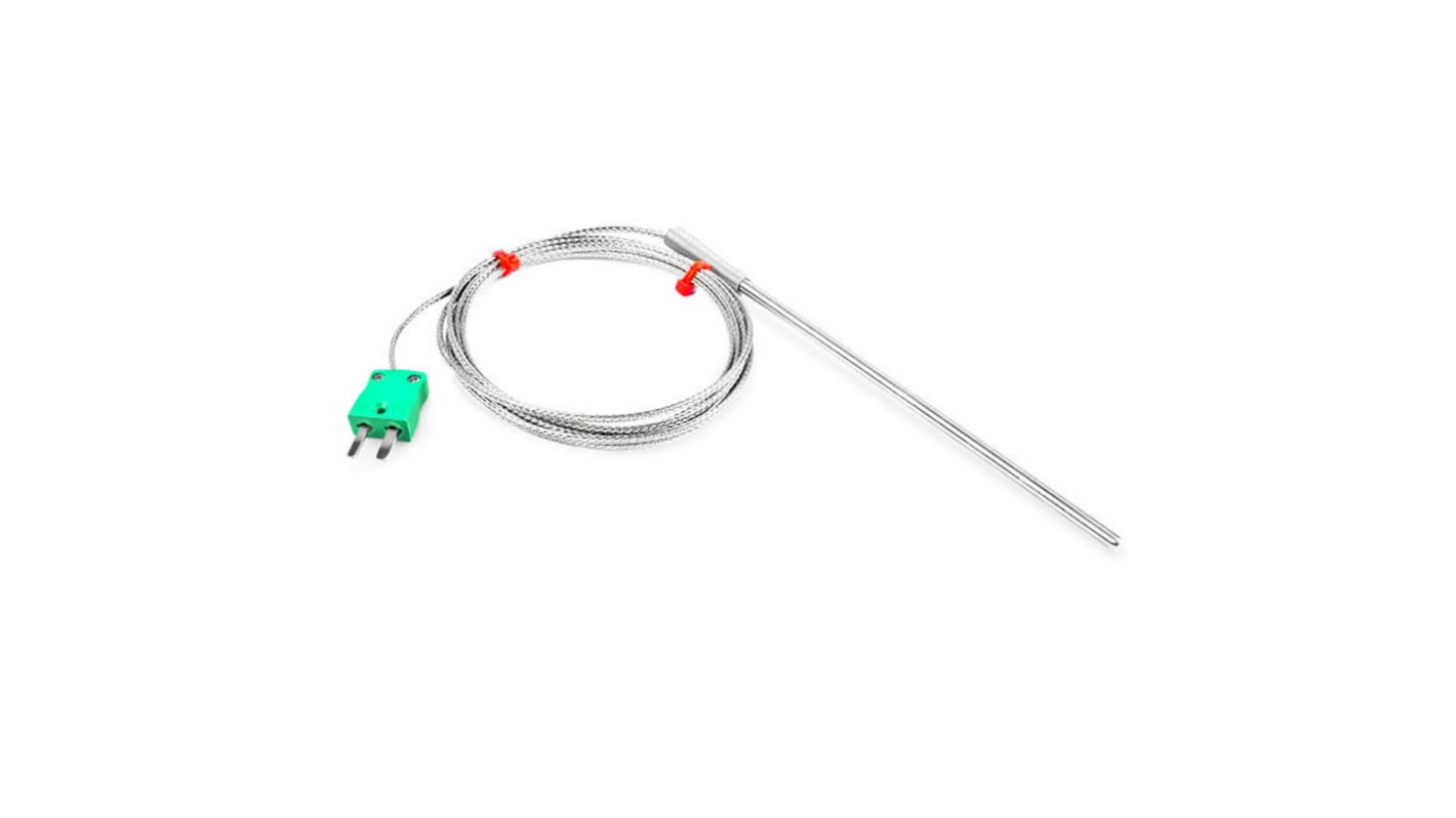 Thermocouple à usage intensif RS PRO type K Ø 4.5mm, L 150mm, +350°C max à Fiche mâle miniature