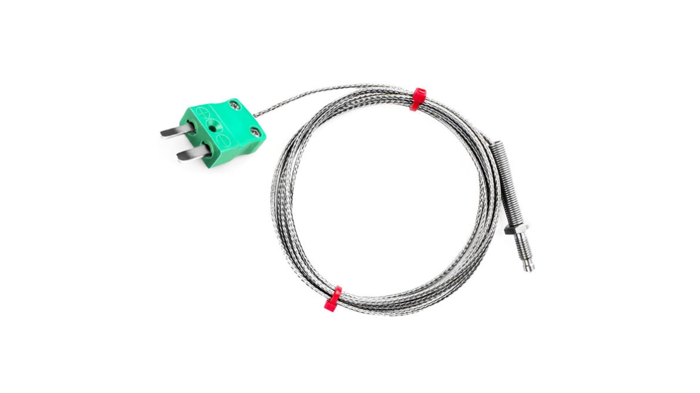 Termopar tipo K RS PRO, temp. máx +350°C, cable de 2m, conexión , con conector miniatura