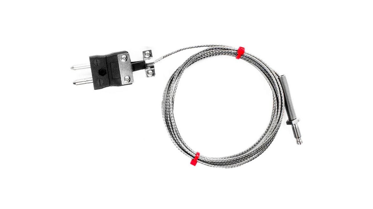 Termopar tipo J RS PRO, Ø sonda M6 x 1mm x 2m, temp. máx +350°C, cable de 2m, conexión Conector macho estándar