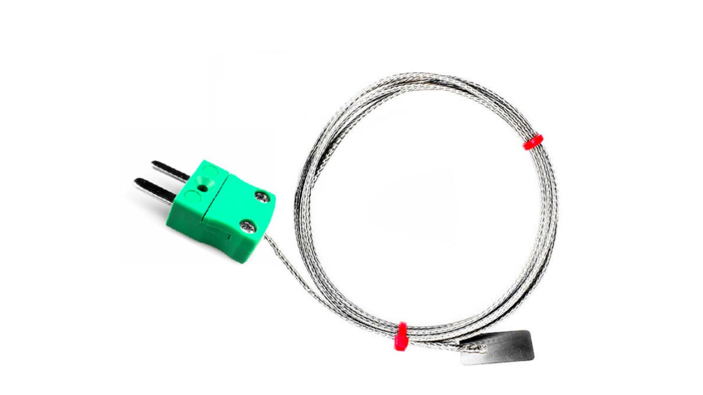 Termopar tipo K RS PRO, Ø sonda 13mm x 2m, temp. máx +350°C, cable de 2m, conexión , con conector miniatura