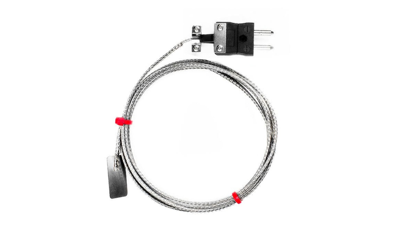 Thermocouple feuille RS PRO type J Ø 13mm, L 1m, +350°C max à Fiche mâle standard