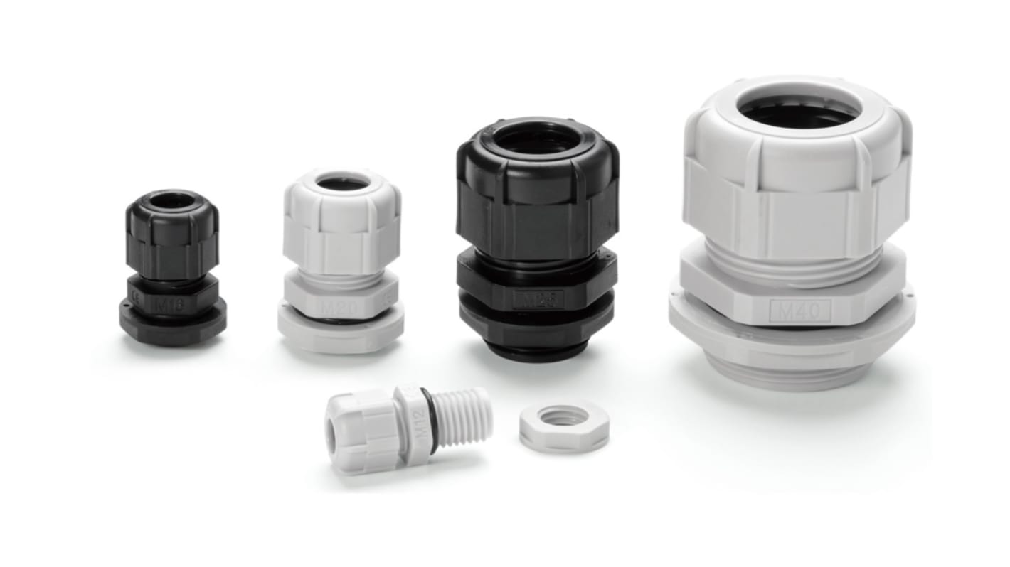 タカチ電機工業 ケーブルグランド, 径：M12, 材質：ポリアミド