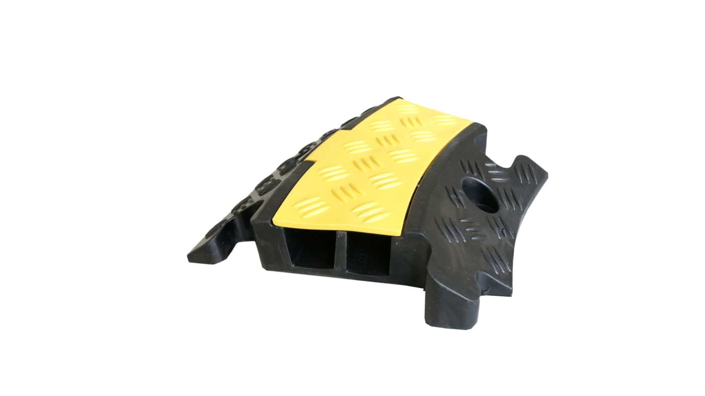 RS PRO 250mm Black/Yellow Cable Cover in Rubber, 38 x 35mm Inside dia.