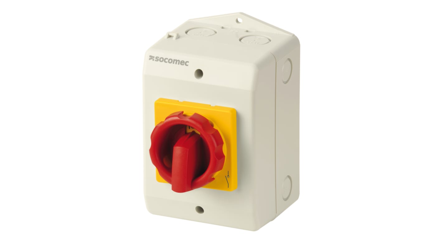 Socomec 4P Pole Wall Mount Switch Disconnector - 100A Maximum Current, 37kW Power Rating, IP65