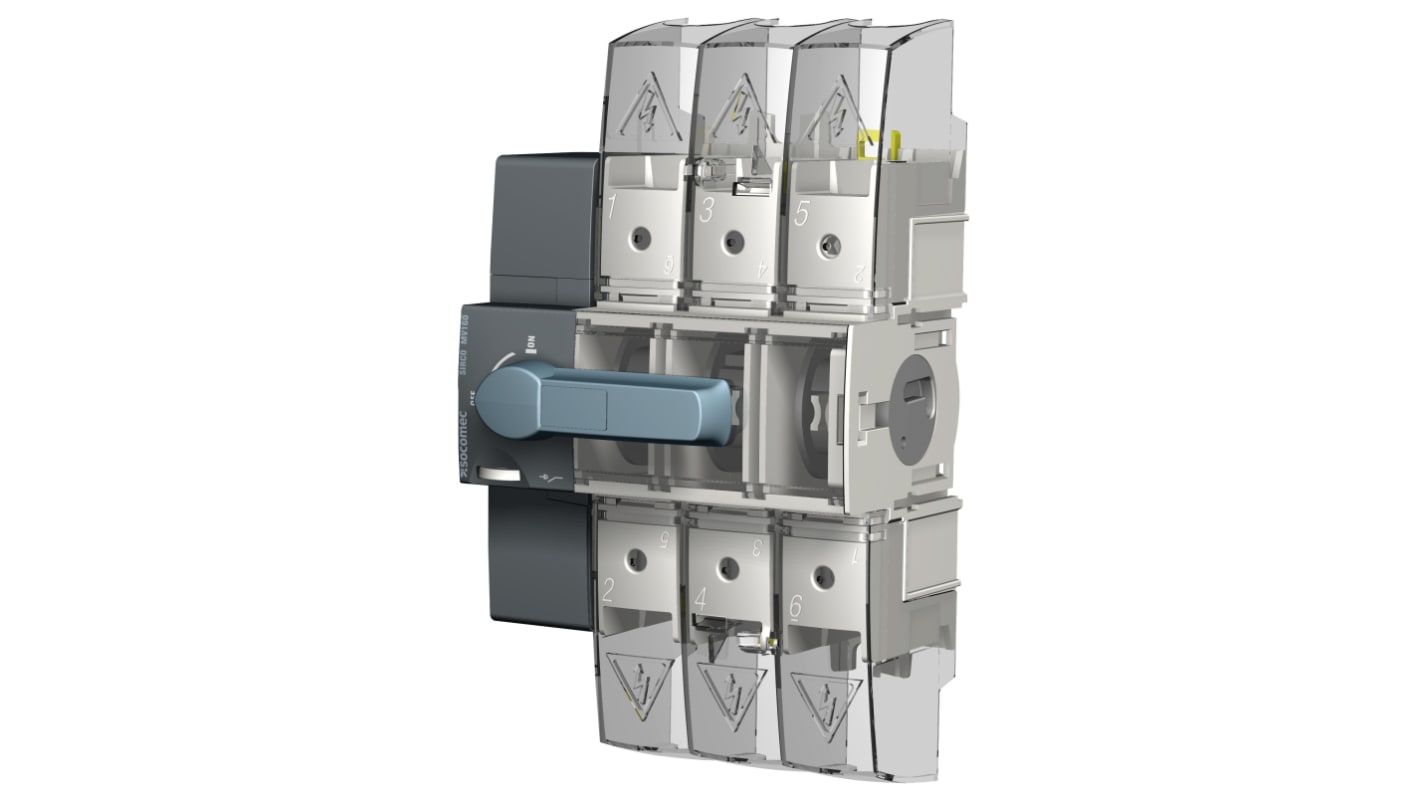 Socomec 3P Pole DIN Rail Switch Disconnector - 100A Maximum Current, 45kW Power Rating