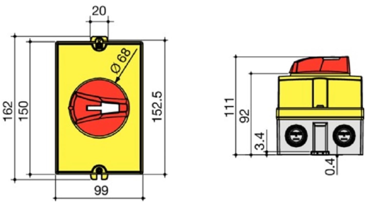 Socomec 3P Pole Wall Mount Switch Disconnector - 40A Maximum Current, IP65