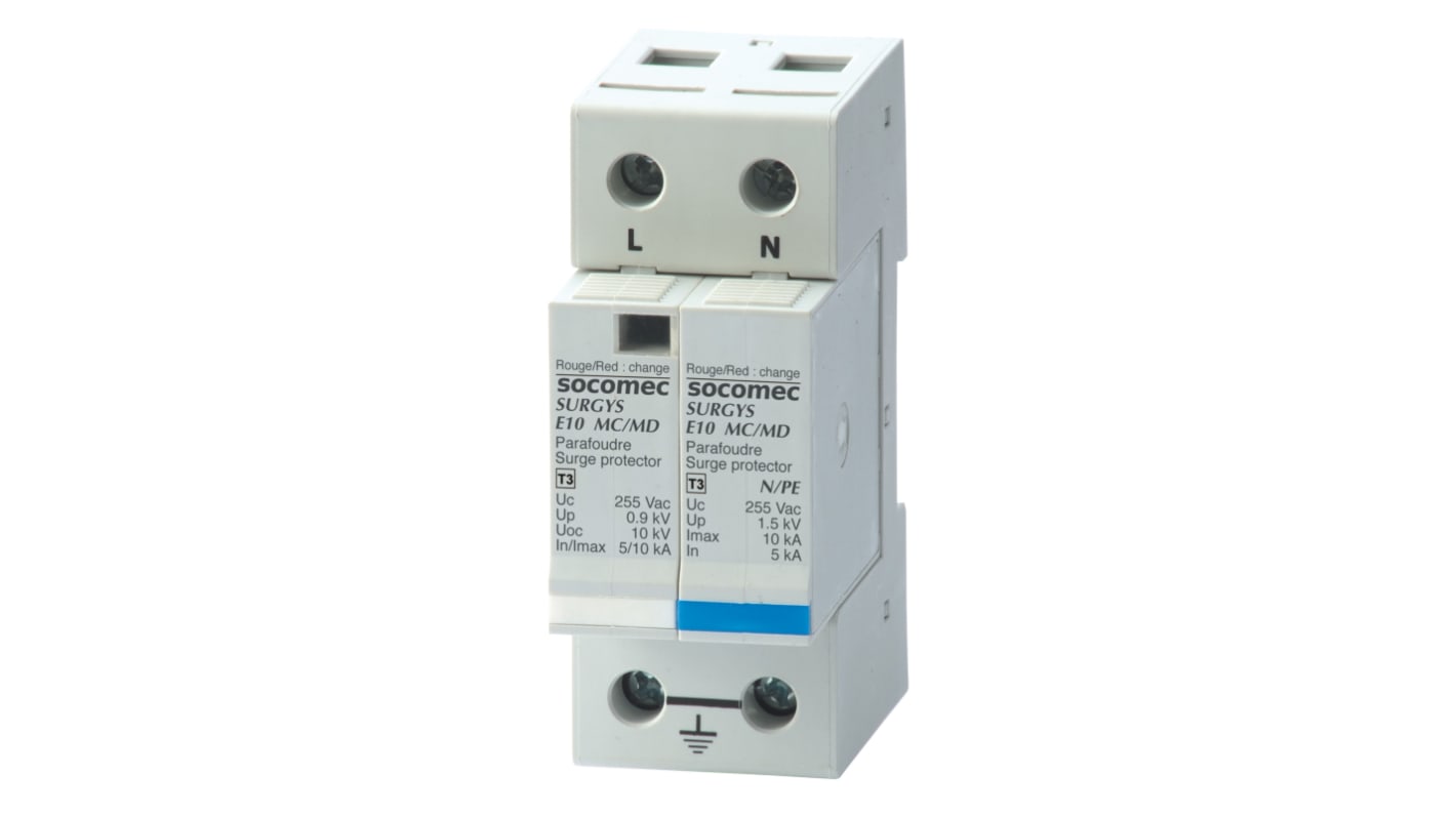 Socomec 1, 3 Phase Surge Arrester, 1.5kV, DIN Rail Mount