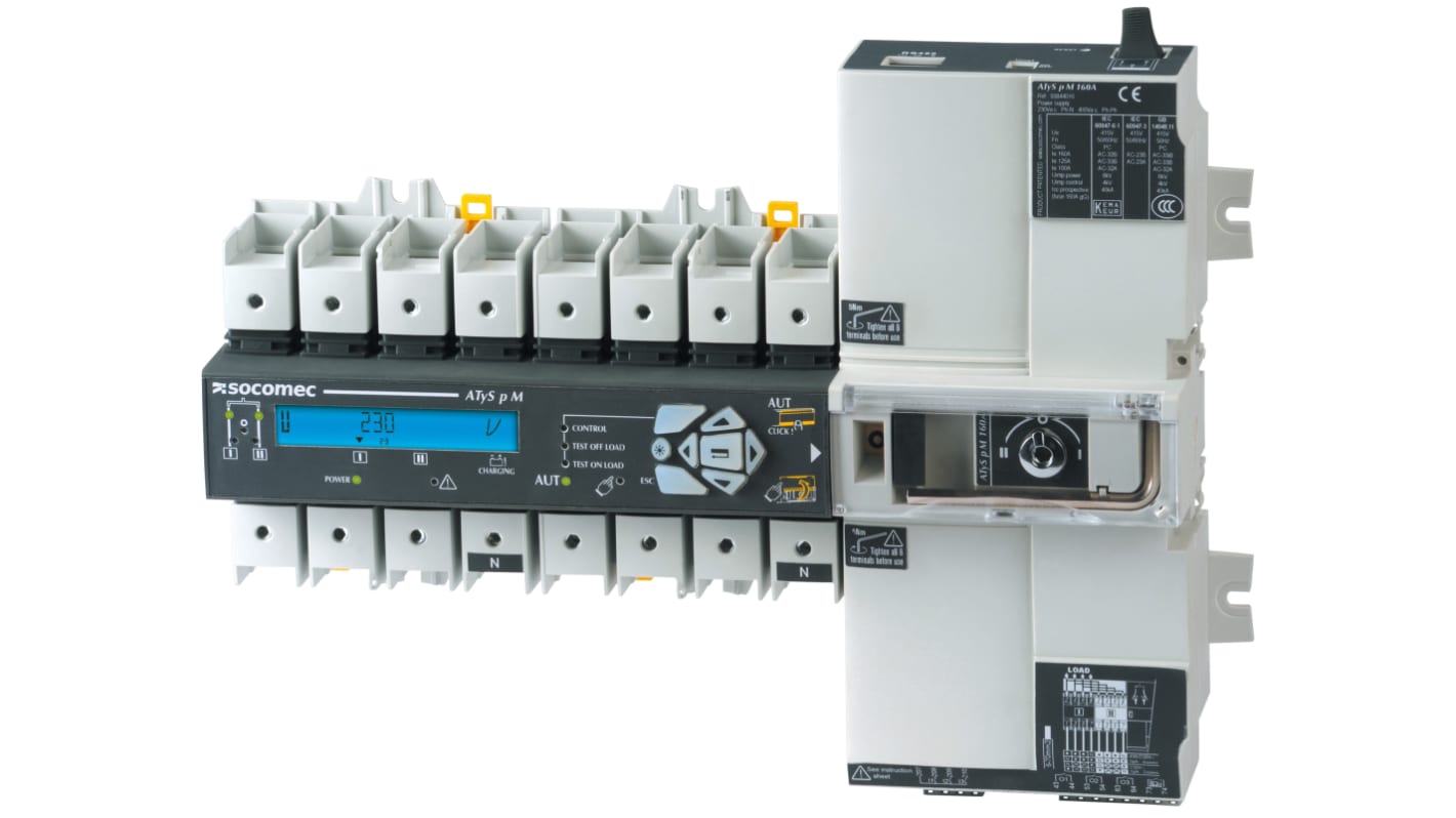 Socomec 4P Pole DIN Rail Switch Disconnector - 40A Maximum Current