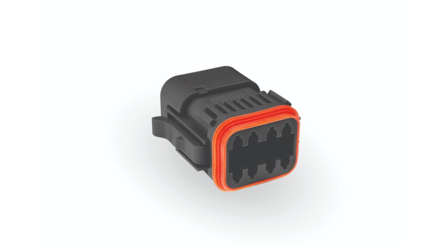 8 way Plug, Black, with end cap, E-Seal