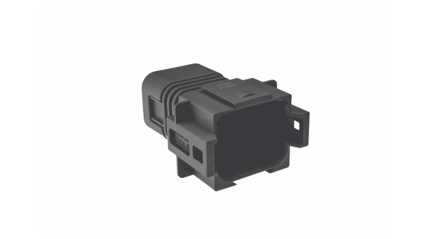 8 way Receptacle, Black, with end cap, E