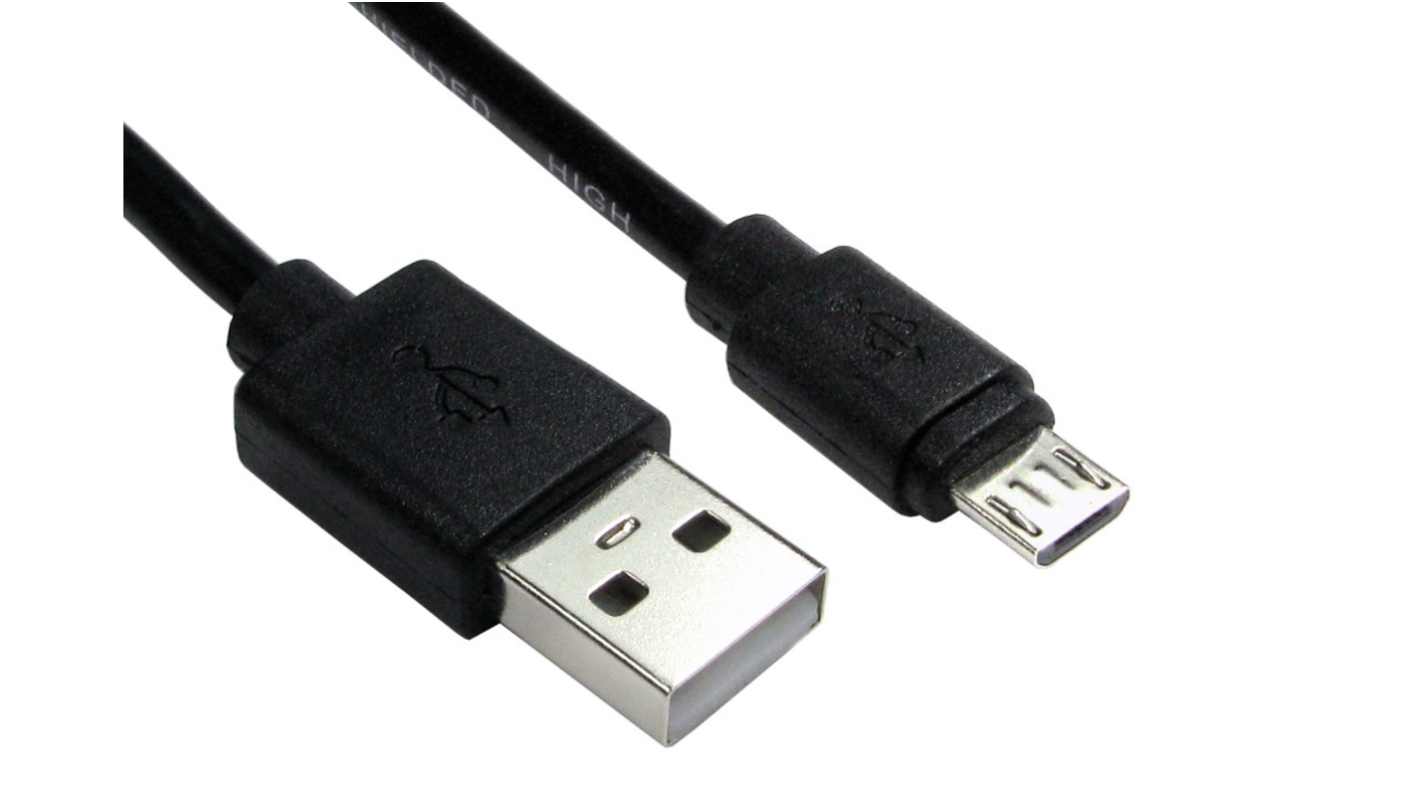 RS PRO USB 2.0 Cable, Male USB A to Male Micro USB B Cable, 500mm RS