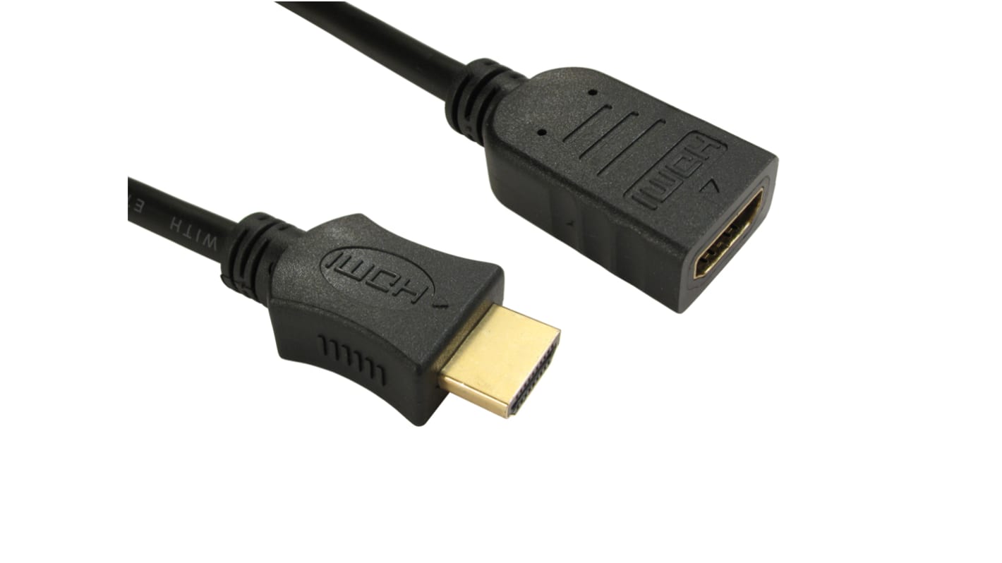 RS PRO HDMI-Kabel A HDMI Stecker B HDMI Buchse Hohe Geschwindigkeit 4K max., 2m, Schwarz