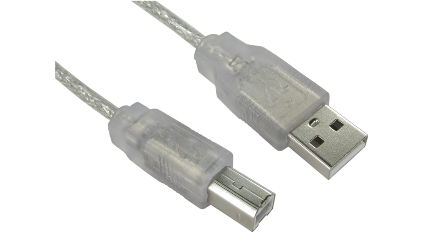 RS PRO USB-Kabel, USBA / USB B, 3m USB 2.0 Transparent