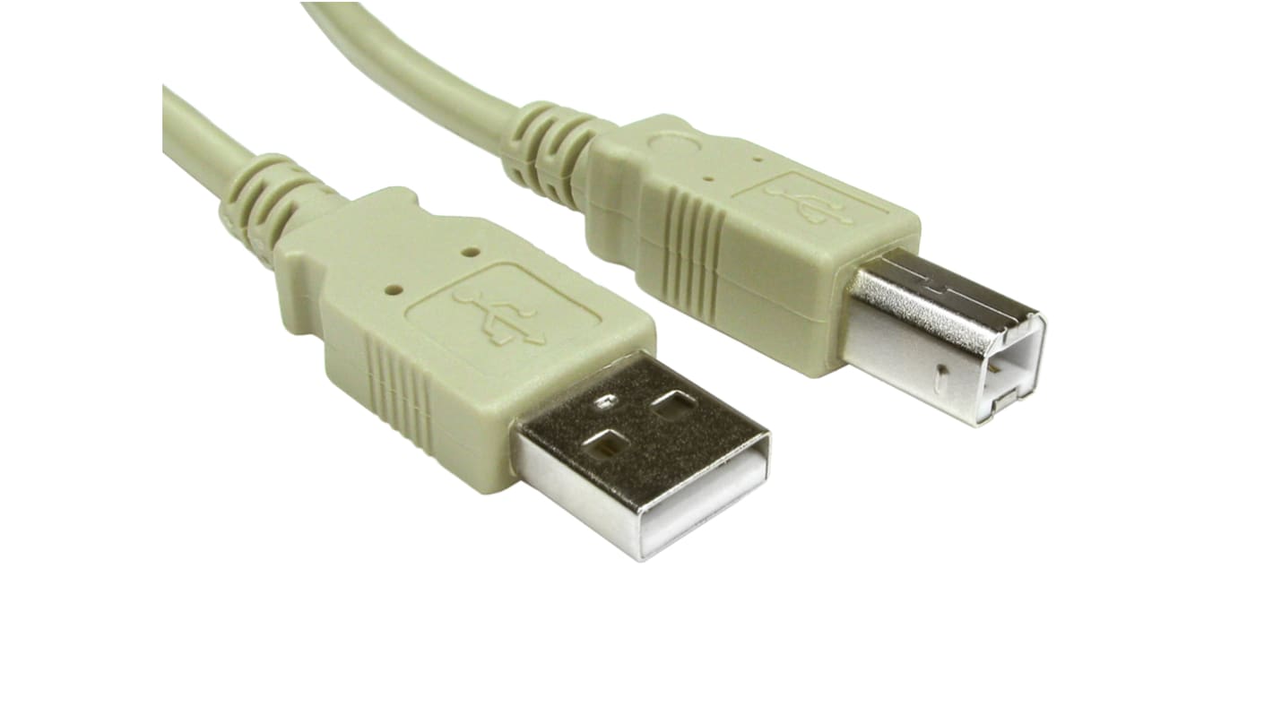 RS PRO USB 2.0 Cable, Male USB A to Male USB B Cable, 2m