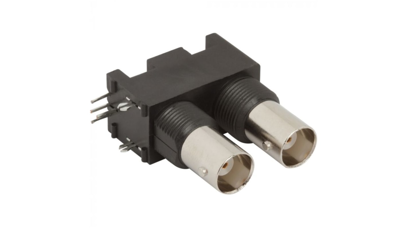 Conector RF Amphenol RF 031-6575, Hembra, Ángulo de 90° , Pasante, Terminación de Soldador