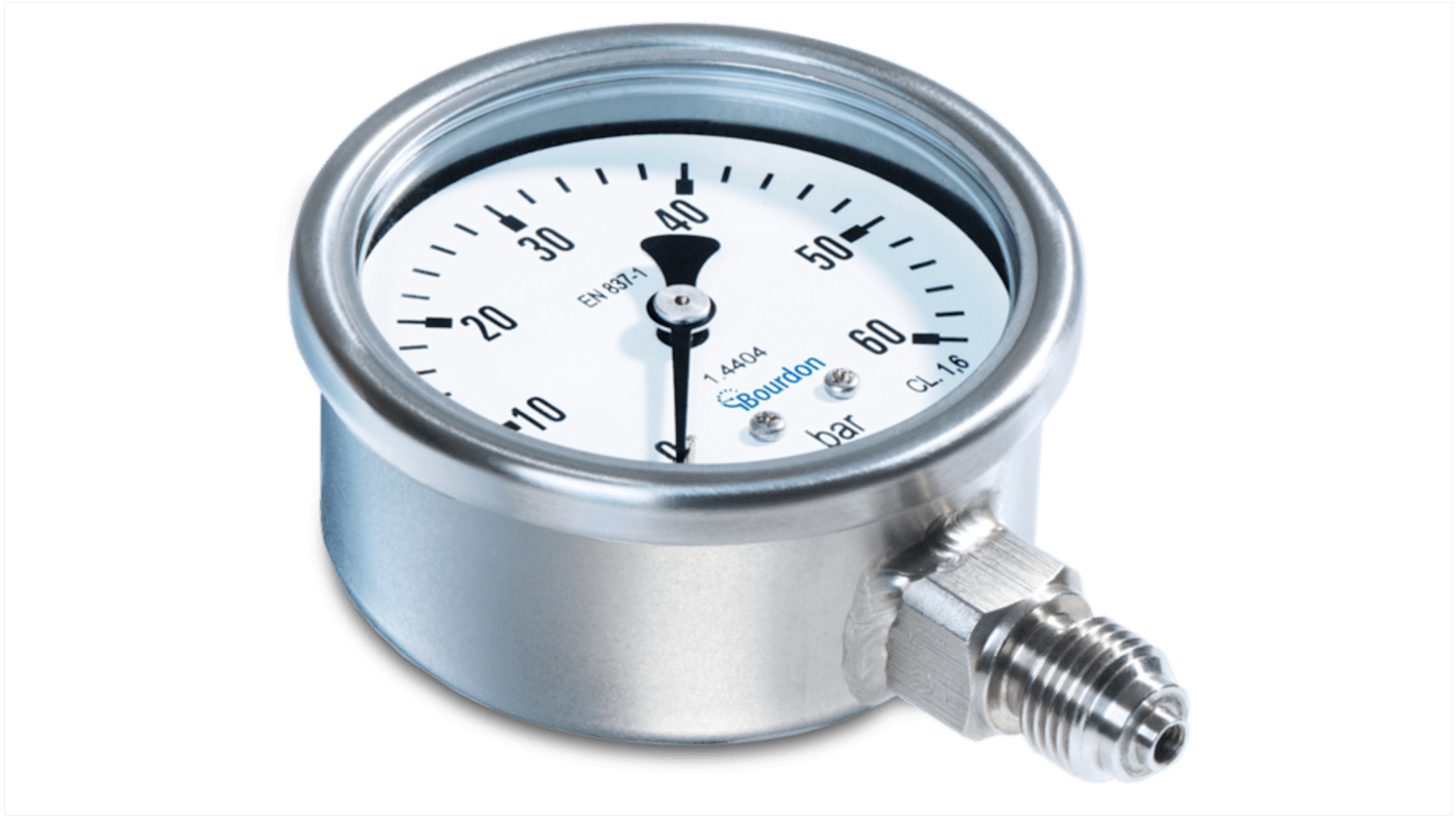 Bourdon G 1/4 Analogue Pressure Gauge 1.6bar Bottom Entry, MEX3-D20.B16, 0bar min.