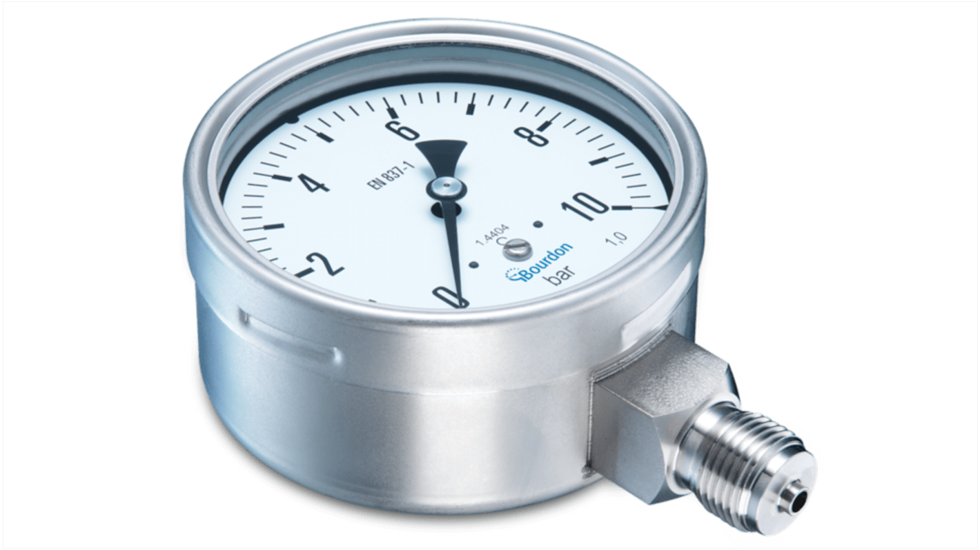 Bourdon G 1/2 Analogue Pressure Gauge 1.6bar Bottom Entry, MEX5-D30.B16, 0bar min.