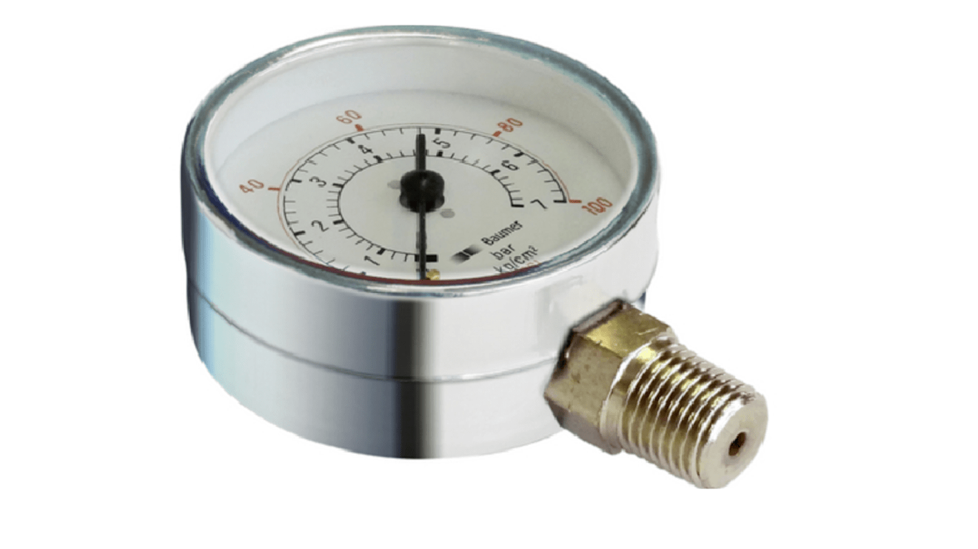 Bourdon NPT 1/4 Analogue Pressure Gauge 2bar Bottom Entry, MTR2-D50.B17, 0bar min.