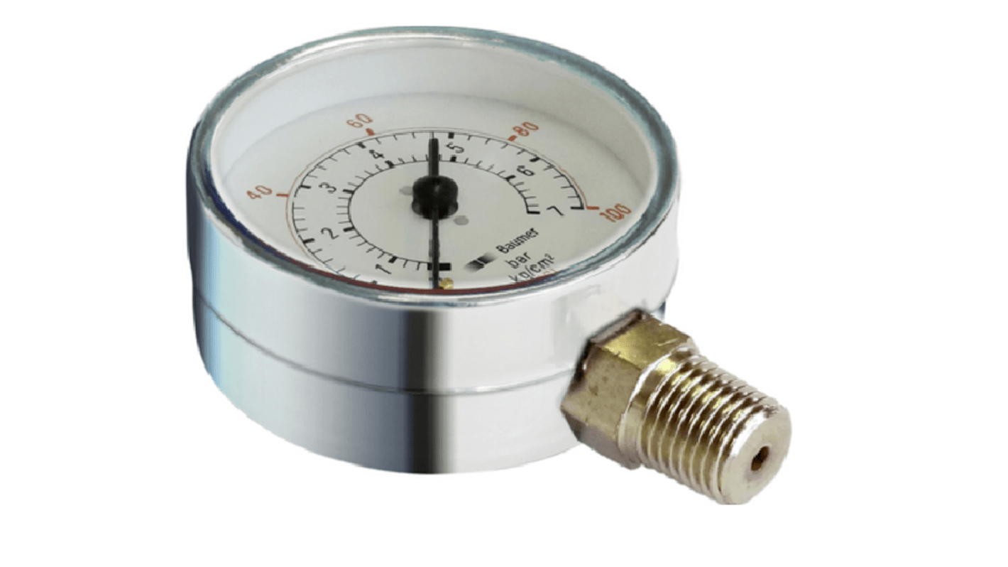 Bourdon NPT 1/4 Analogue Pressure Gauge 4bar Bottom Entry, MTR2D50.B19
