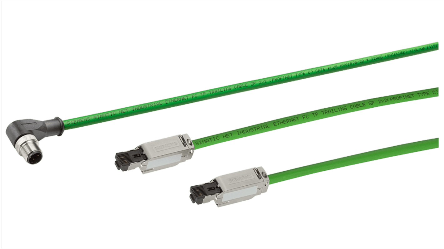 Siemens Ethernetkabel Cat.5e, 5m, Grün Patchkabel, A RJ45 Aluminiumfolie mit einer Geflechtabschirmung aus verzinntem