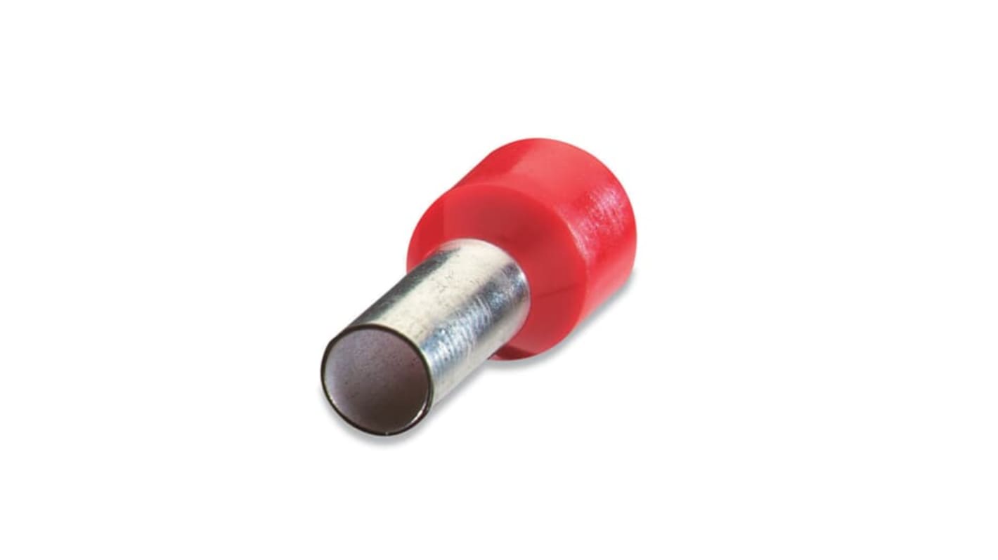 ABB Bootlace Ferrule, 10mm Pin Length, 1.5mm Pin Diameter, Red