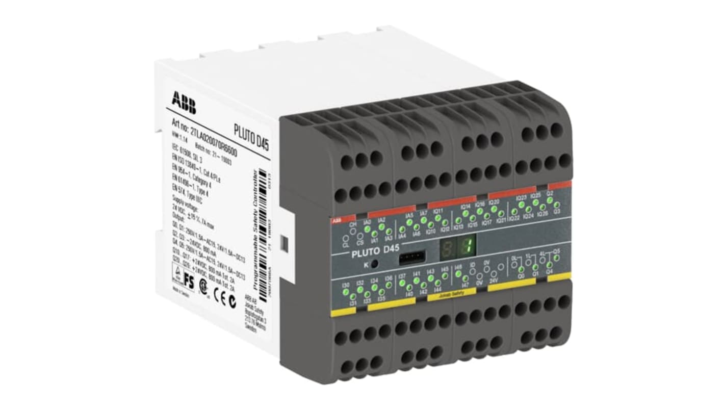 ABB D45 Pluto Series Safety Controller, 39 Safety Inputs, 6 Safety Outputs, 24 V dc
