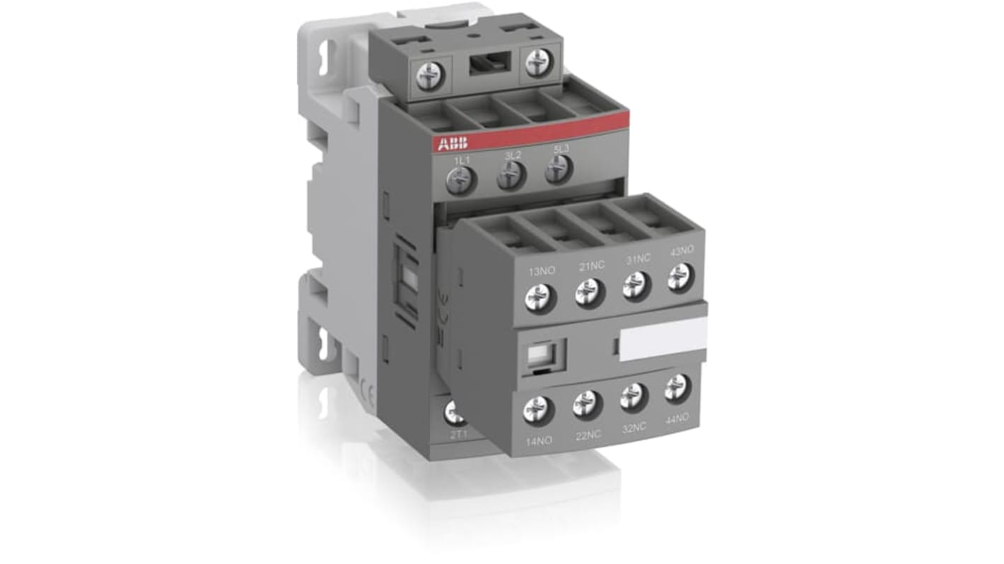 ABB 1SBL13 Series Contactor, 100 to 250 V ac Coil, 3-Pole, 25 A, 5.5 kW, 5N0/2NC