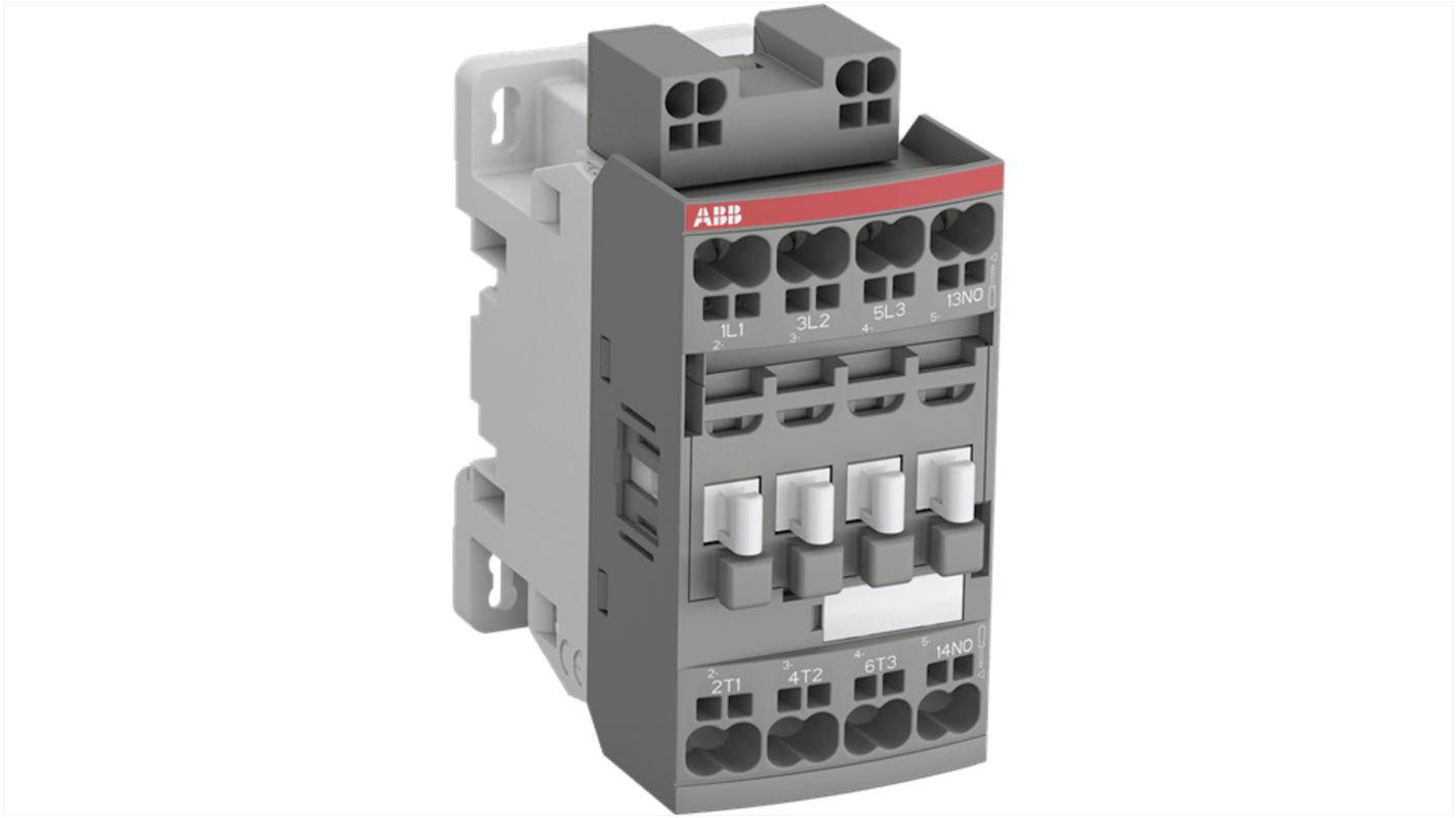 ABB 1SBL13 Series Contactor, 100 to 250 V ac Coil, 3-Pole, 25 A, 5.5 kW, 3NO/1NC