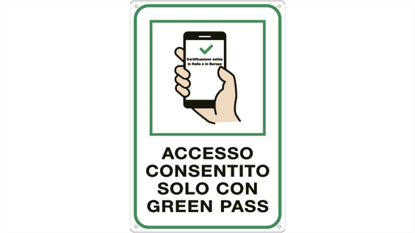 Etichetta di obbligo in Pellicola adesiva, pittogramma: Accesso consentito solo con Green Pass