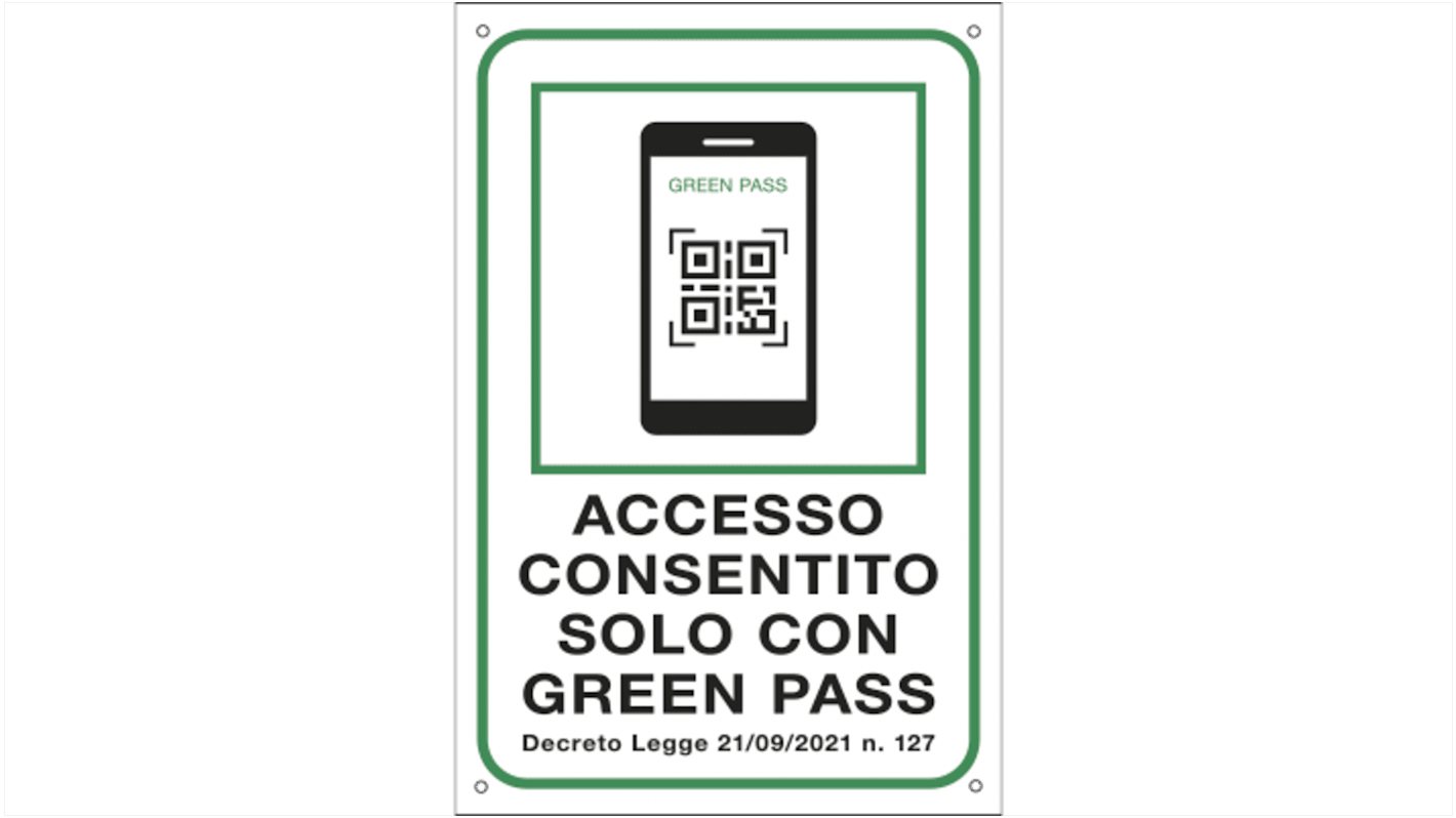 Etichetta di obbligo in Pellicola adesiva, pittogramma: Accesso consentito solo con Green Pass